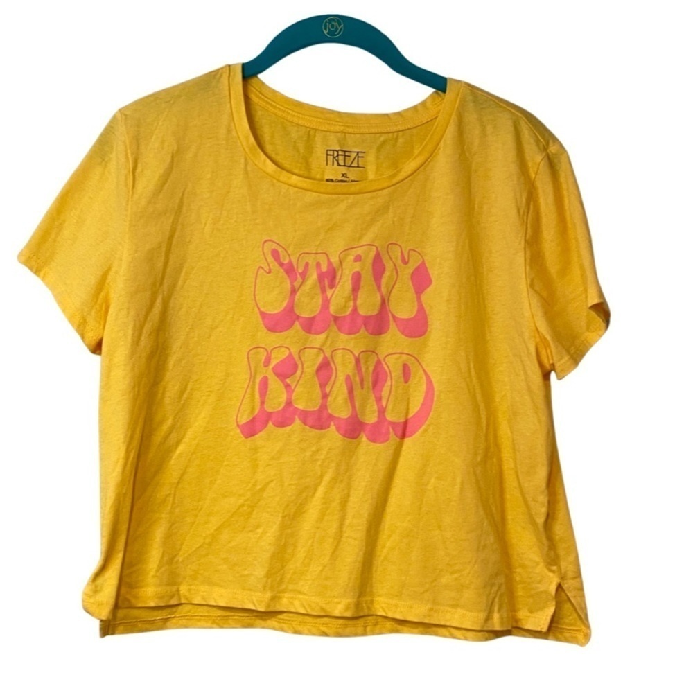 FREEZE Stay Kind Yellow Crop Top Says Size XL Juniors ☀️